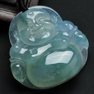 冰种飘花缅甸翡翠玉佛挂件