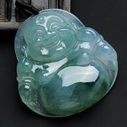 冰种飘花缅甸翡翠玉佛挂件