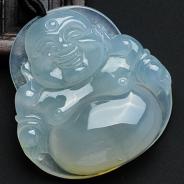 冰种晴水黄翡缅甸翡翠玉佛挂件