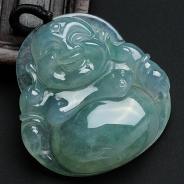 冰种飘花缅甸翡翠玉佛挂件