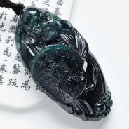 糯冰种油青缅甸翡翠“罗汉送福”挂件