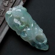 冰种飘花缅甸翡翠一夜成龙挂件