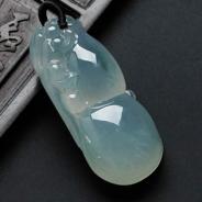 冰种飘花缅甸翡翠福禄寿挂件