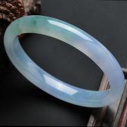 冰种淡紫罗兰飘花缅甸翡翠手镯（55.8mm）