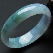 冰种淡紫罗兰飘花缅甸翡翠贵妃镯（54.3mm-48.3mm）