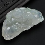 冰种淡晴水缅甸翡翠童子挂件