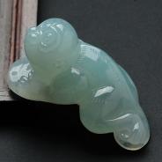 冰种晴水缅甸翡翠猴子挂件