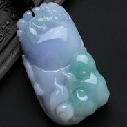 细糯种春带彩缅甸翡翠福禄寿挂件