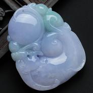 细糯种春带彩缅甸翡翠福禄寿挂件