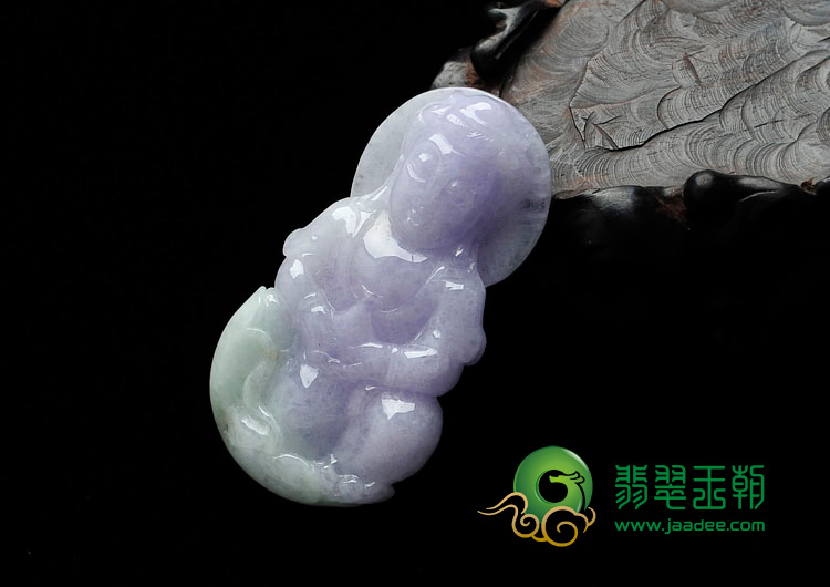 糯冰种春带彩缅甸翡翠观音挂件