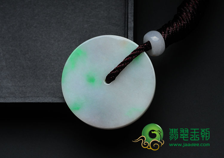 糯冰种飘翠缅甸翡翠平安扣挂件