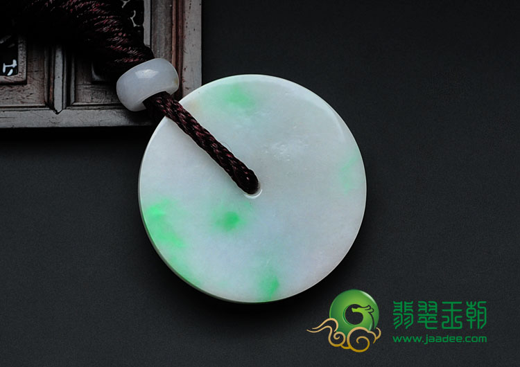 糯冰种飘翠缅甸翡翠平安扣挂件