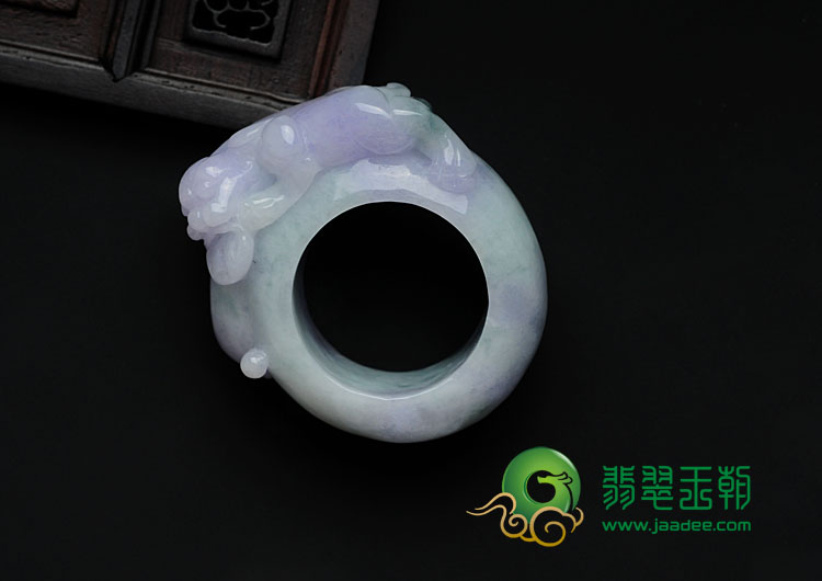 细糯种紫罗兰缅甸翡翠招财貔貅指环