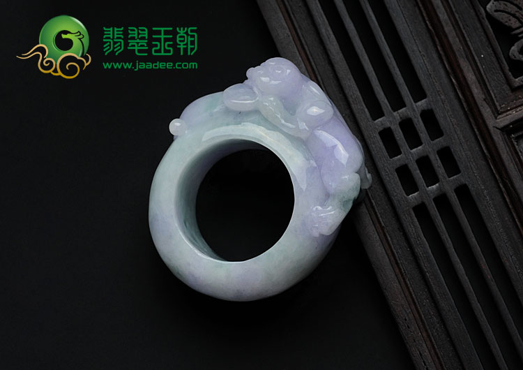 细糯种紫罗兰缅甸翡翠招财貔貅指环