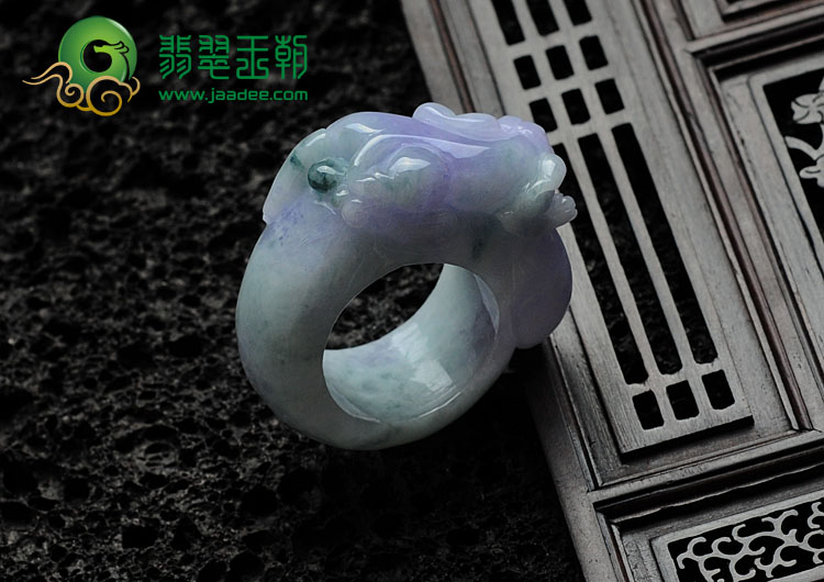 细糯种紫罗兰缅甸翡翠招财貔貅指环