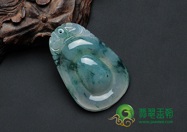 冰种飘花缅甸翡翠福在眼前挂件