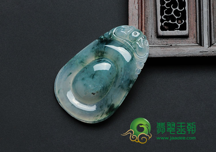 冰种飘花缅甸翡翠福在眼前挂件