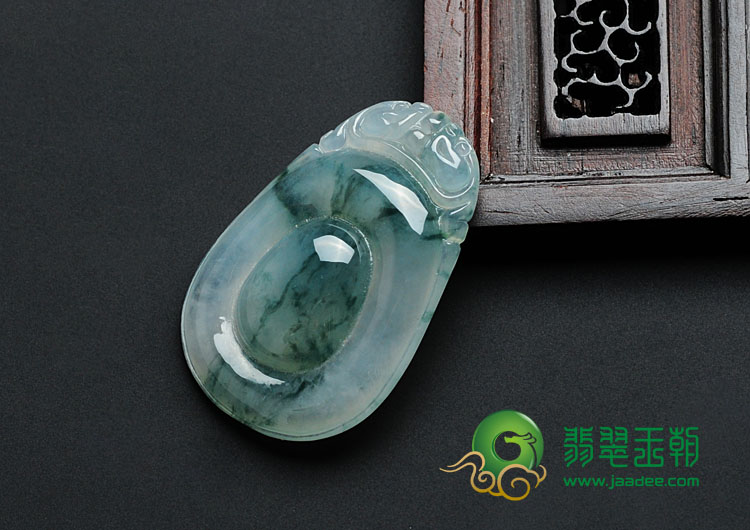 冰种飘花缅甸翡翠福在眼前挂件