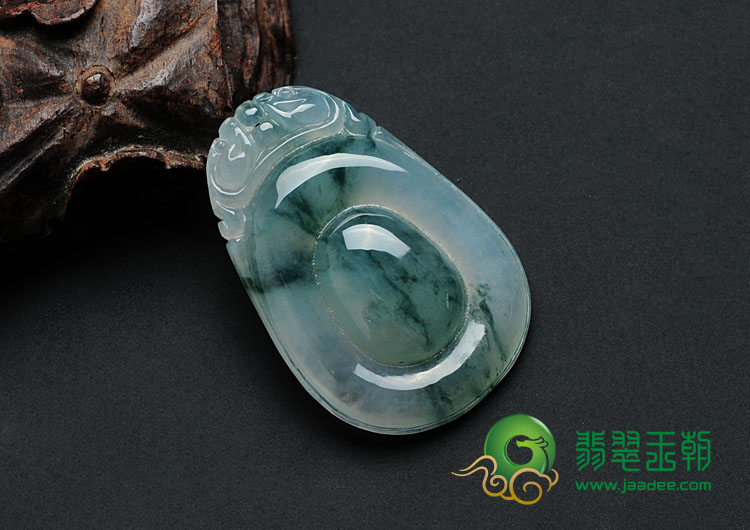 冰种飘花缅甸翡翠福在眼前挂件