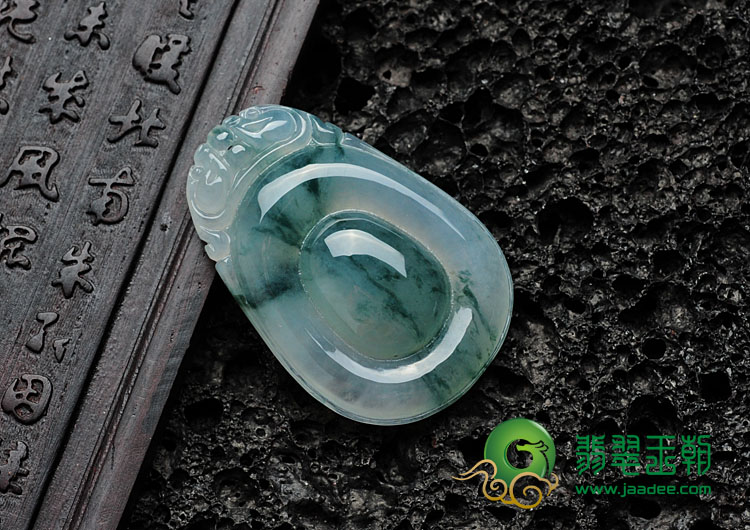 冰种飘花缅甸翡翠福在眼前挂件