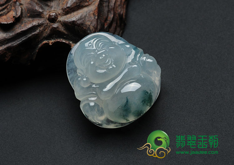 冰种飘花缅甸翡翠玉佛挂件