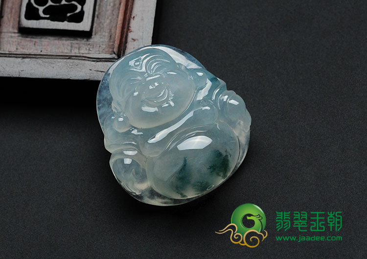 冰种飘花缅甸翡翠玉佛挂件