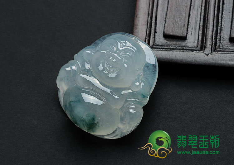 冰种飘花缅甸翡翠玉佛挂件