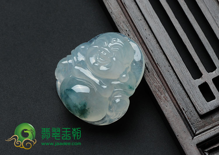 冰种飘花缅甸翡翠玉佛挂件