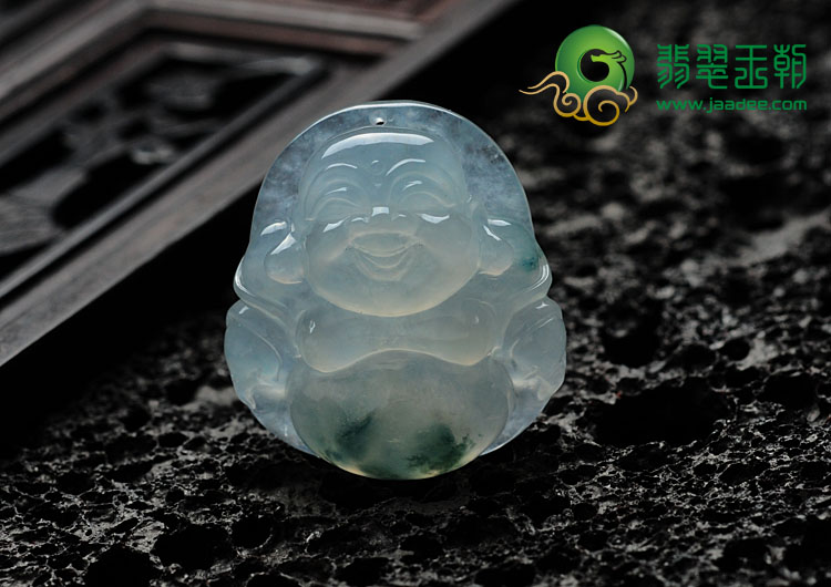 冰种飘花缅甸翡翠玉佛挂件