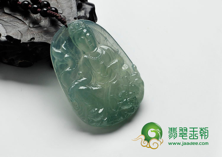 冰种晴水缅甸翡翠龙头观音挂件