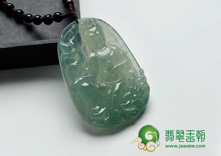 冰种晴水缅甸翡翠龙头观音挂件