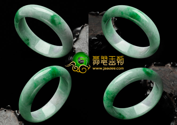 糯冰种翠色缅甸翡翠手镯（一对）