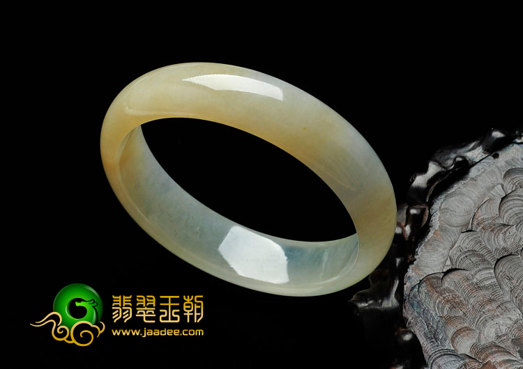 冰种黄翡缅甸翡翠手镯（56.6mm）