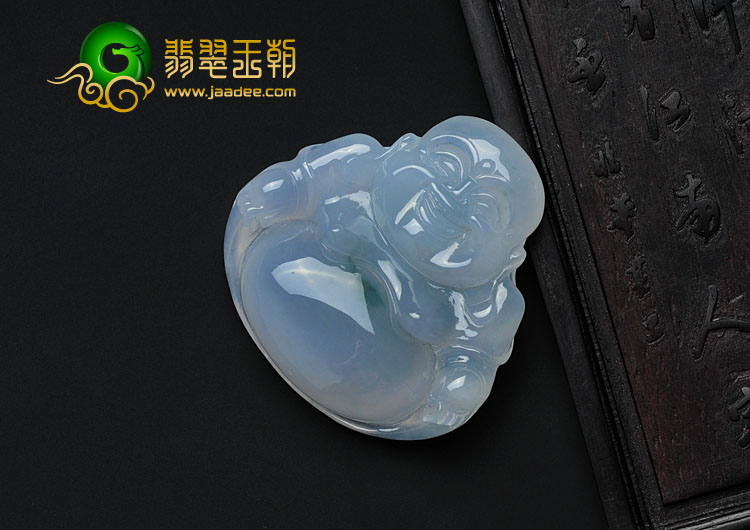 糯冰种略飘花缅甸翡翠玉佛挂件
