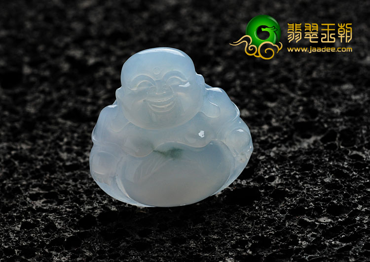 糯冰种略飘花缅甸翡翠玉佛挂件