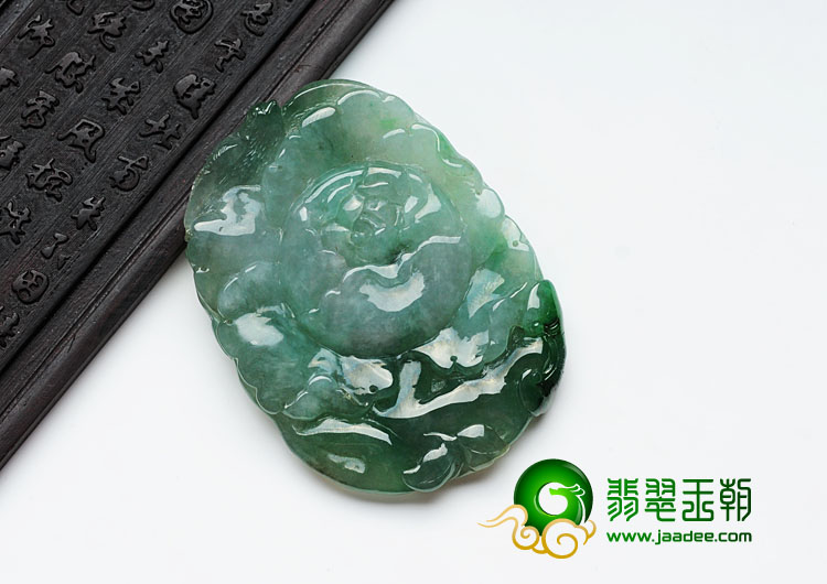 糯冰种晴水缅甸翡翠富贵花开挂件