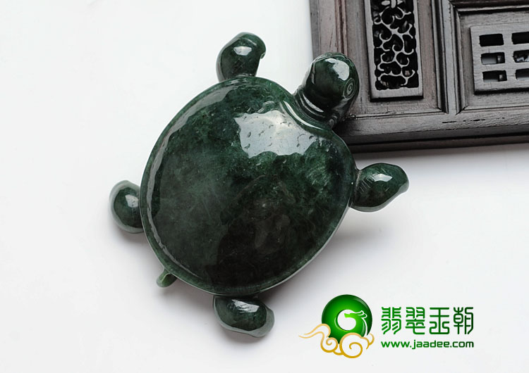 细糯种油青缅甸翡翠长寿龟摆件
