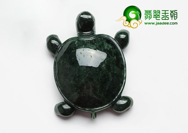 细糯种油青缅甸翡翠长寿龟摆件