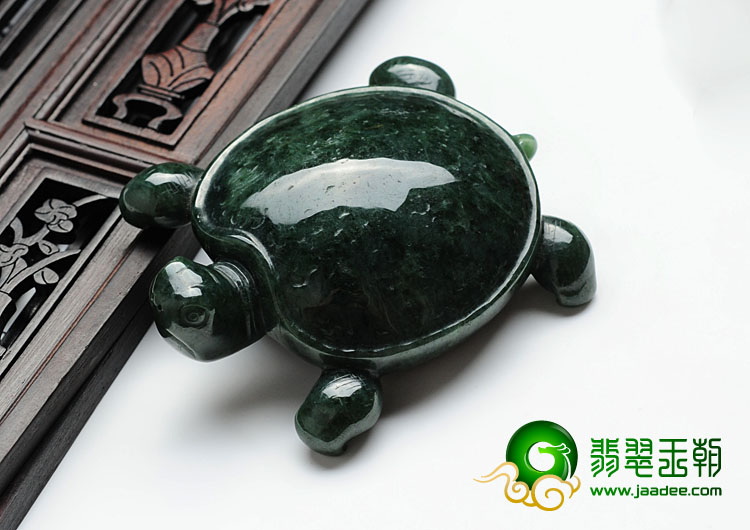 细糯种油青缅甸翡翠长寿龟摆件