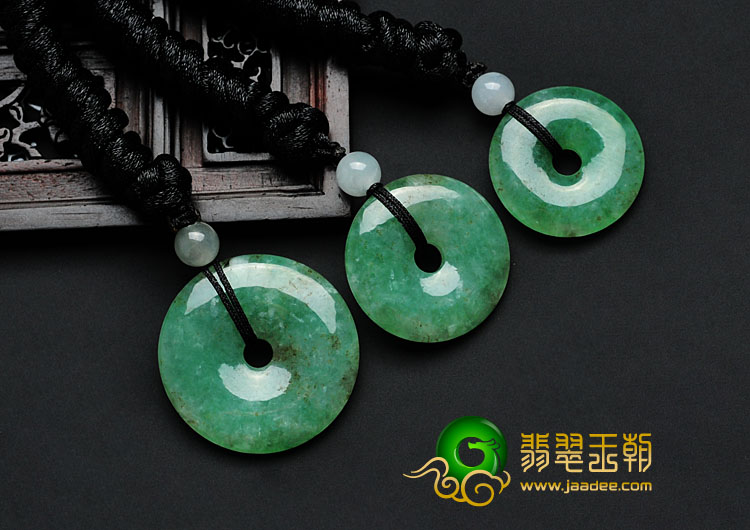 糯冰种翠色满绿缅甸翡翠平安扣挂件（一批走）