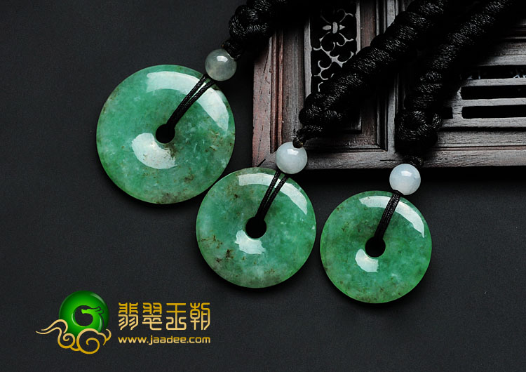 糯冰种翠色满绿缅甸翡翠平安扣挂件（一批走）