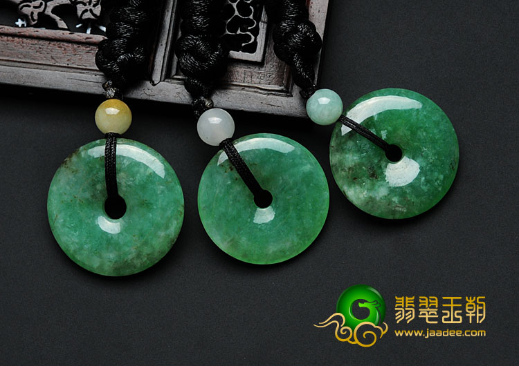 糯冰种翠色满绿缅甸翡翠平安扣挂件（一批走）