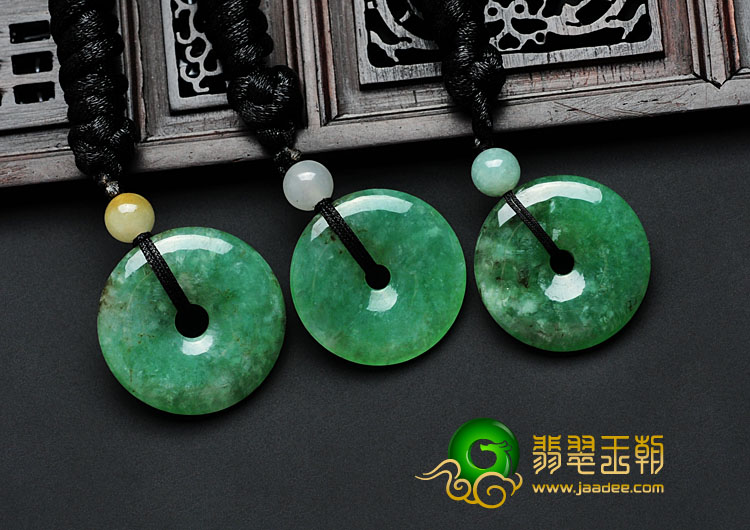 糯冰种翠色满绿缅甸翡翠平安扣挂件（一批走）