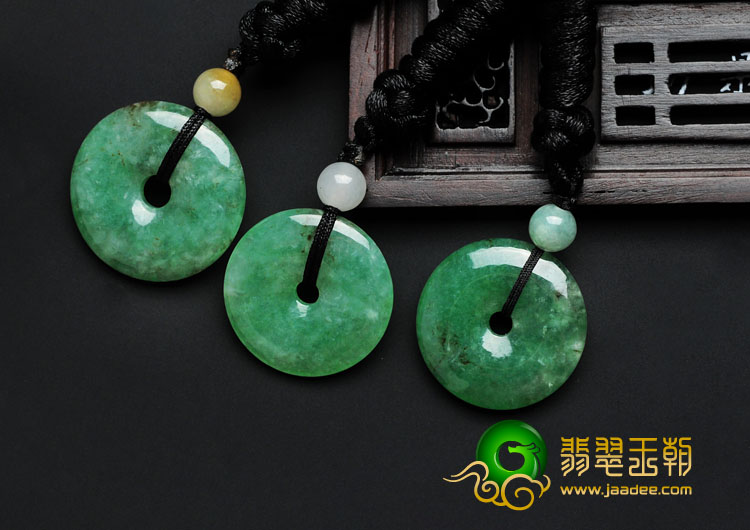 糯冰种翠色满绿缅甸翡翠平安扣挂件（一批走）