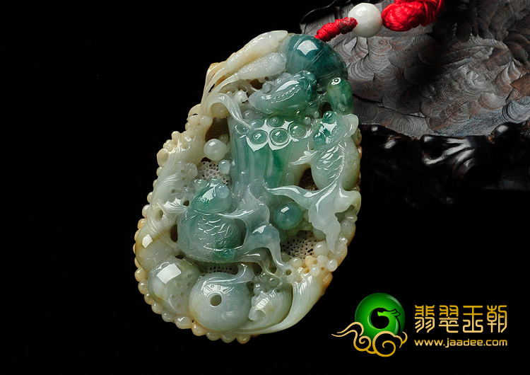 糯冰种三彩缅甸翡翠金玉满堂手玩件