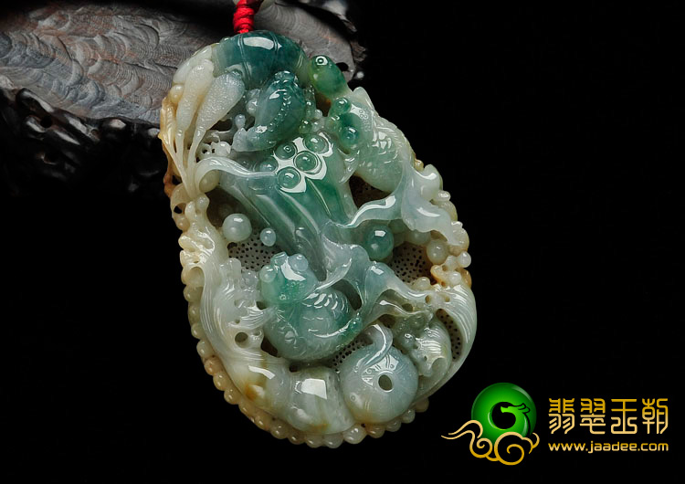 糯冰种三彩缅甸翡翠金玉满堂手玩件