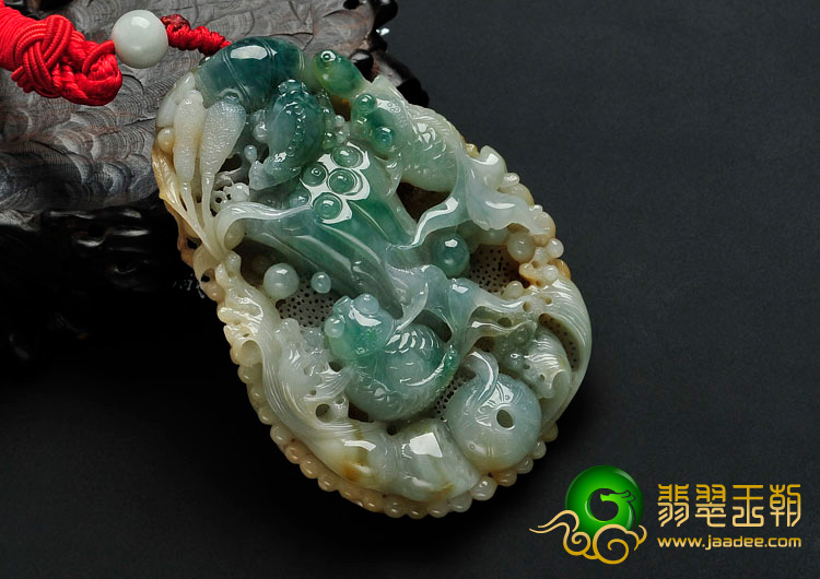糯冰种三彩缅甸翡翠金玉满堂手玩件