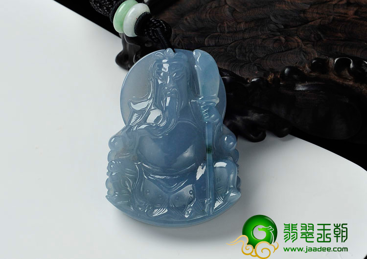 冰种紫罗兰缅甸翡翠关公挂件
