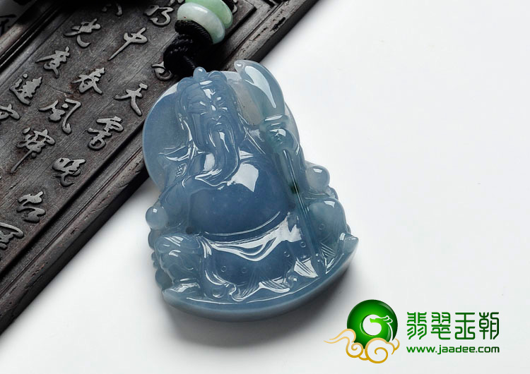 冰种紫罗兰缅甸翡翠关公挂件