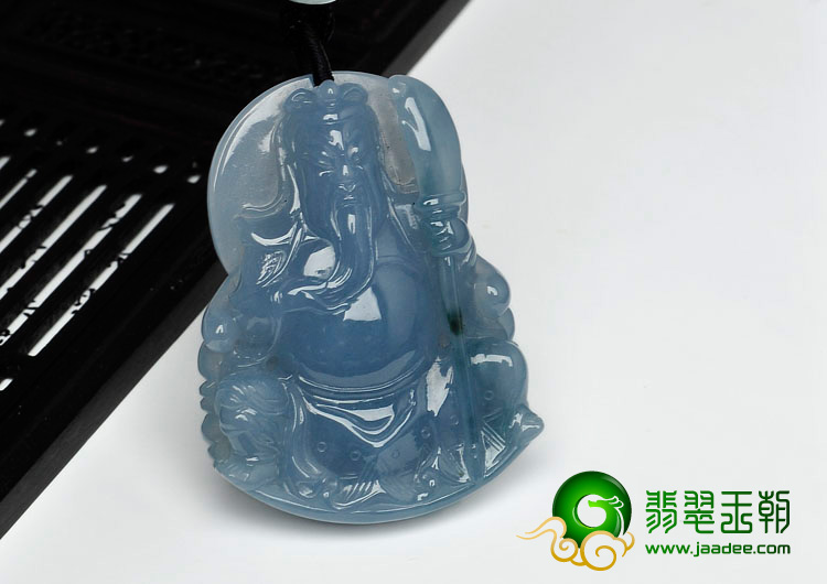 冰种紫罗兰缅甸翡翠关公挂件
